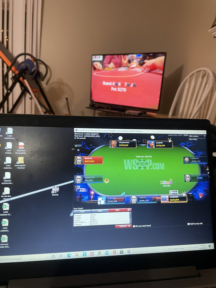 Smalleyvegas's tweet photo. Some more #FinalTableHype this week, be nice to find a top 3 finish for some real Jack, too many 5-8th’s lately, or let’s just win…. https://t.co/1fmgNbKctk