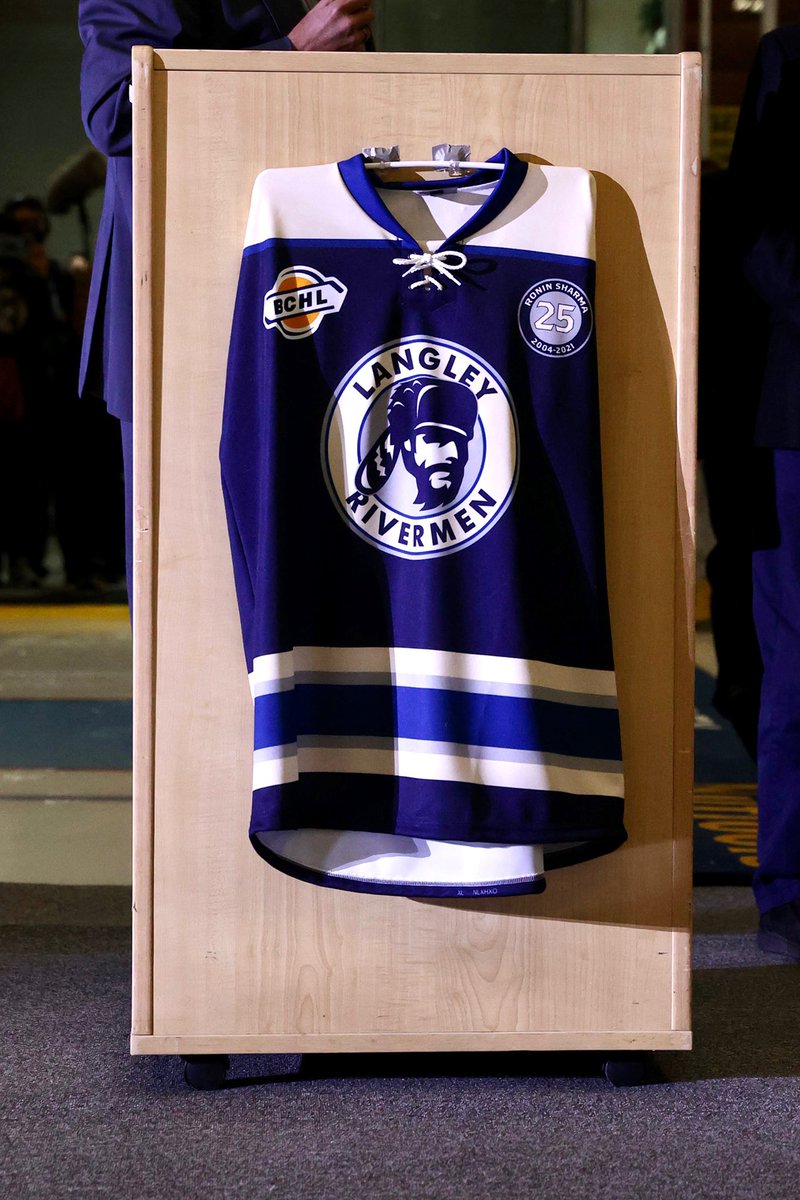 BCHockeyLeague's tweet photo. Some great shots from tonight’s ceremony honouring Ronin Sharma #RS25

📸 @garrettjames22 

@LangleyRivermen https://t.co/jEgyb2s5QN