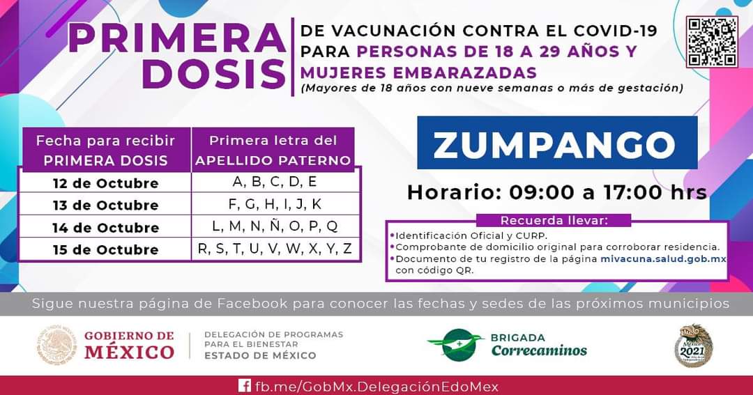 PolarRiv's tweet photo. ¡ATENCIÓN! A partir de las siguientes fechas de octubre estaran aplicando la primera dosis de la vacuna a los jóvenes de 18 a 29 años en #Zumpango.
#EstrategiaDeVacunación
@Edomex https://t.co/XSTzJQC12i
