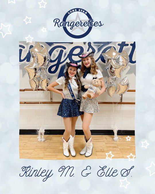 LSHSRangerettes's tweet photo. Congratulations to Rangerette of the Game, Kinley !! And cheers to Elle for receiving Rosa Bear!! 💙🏈 #Game6 #LSHSvsDenton #SUPER https://t.co/ooYEF3xpJd
