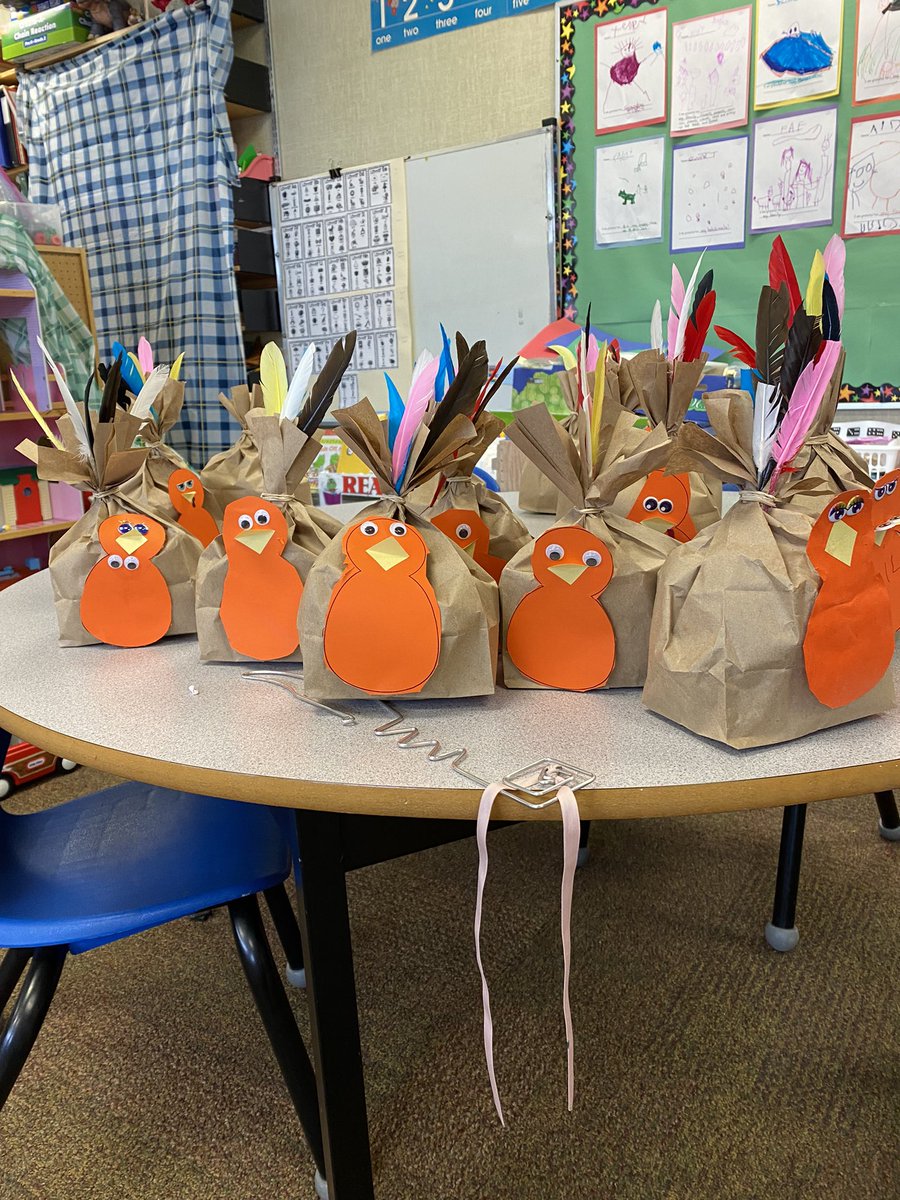 RudSidney's tweet photo. Happy turkey day weekend! Hope you get the chance to get in touch with what you’re thankful for this weekend. Here’s what some of the kinders said they were thankful for: recess, nature, family and one little nugget said everything! Also here is a heard of turkeys we made! https://t.co/c2WP9lyc5T