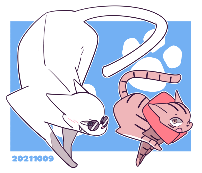「猫ごゆ⑧
先輩アトラクション③。追いかけっこ。 」|ニボシのイラスト