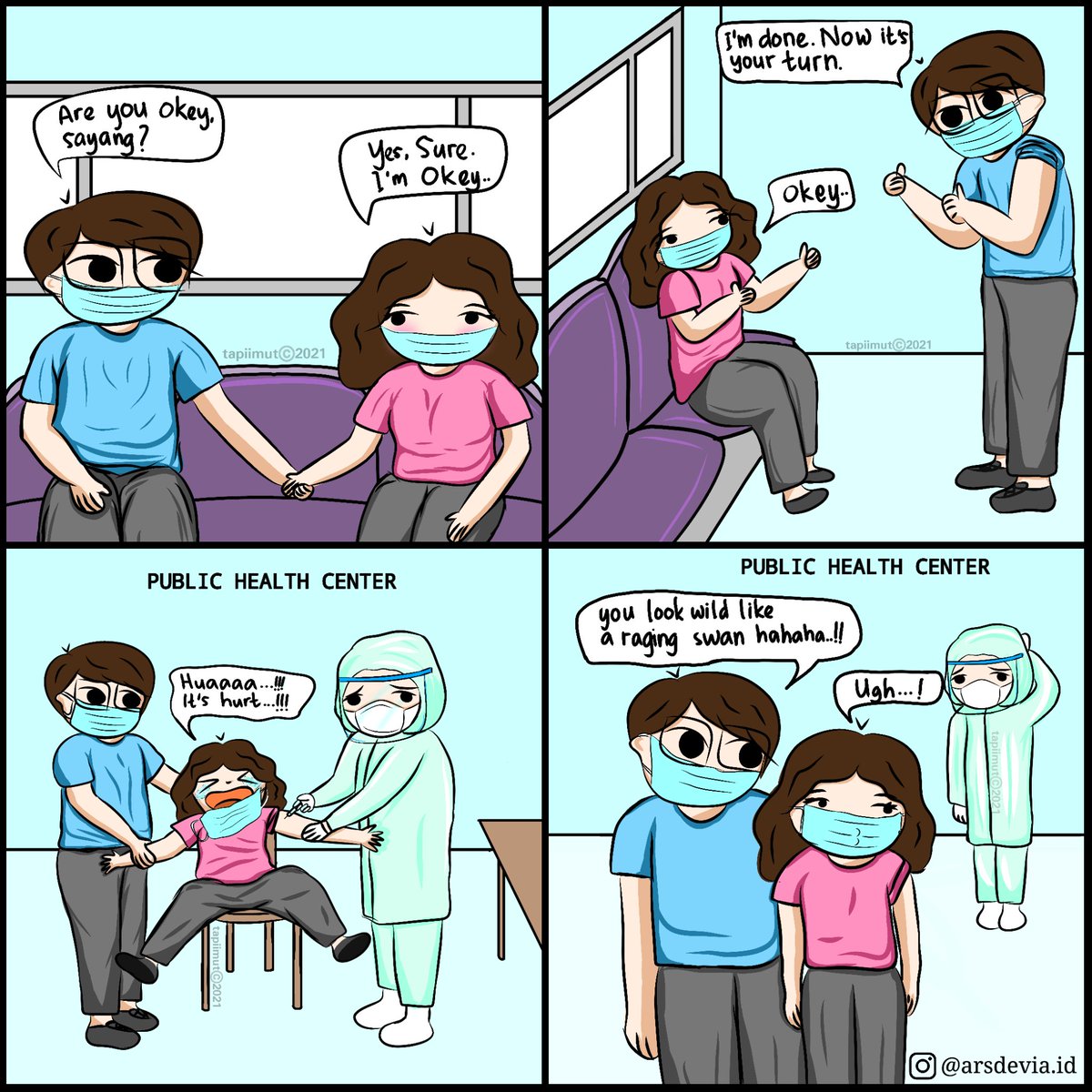 arsdevia's tweet image. Vaccination

Apa ya kira2 penyebab banyak orang takut dengan jarum suntik? Sejak kecil, saya menemui orang2 bahkan sudah tua menjerit2 ketika berhadapan dengan jarum suntik. Apa krn mreka waktu kecil sering ditakut2i: "jangan nakal, nanti saya suruh km disuntik"😂

#vaksin #jarum