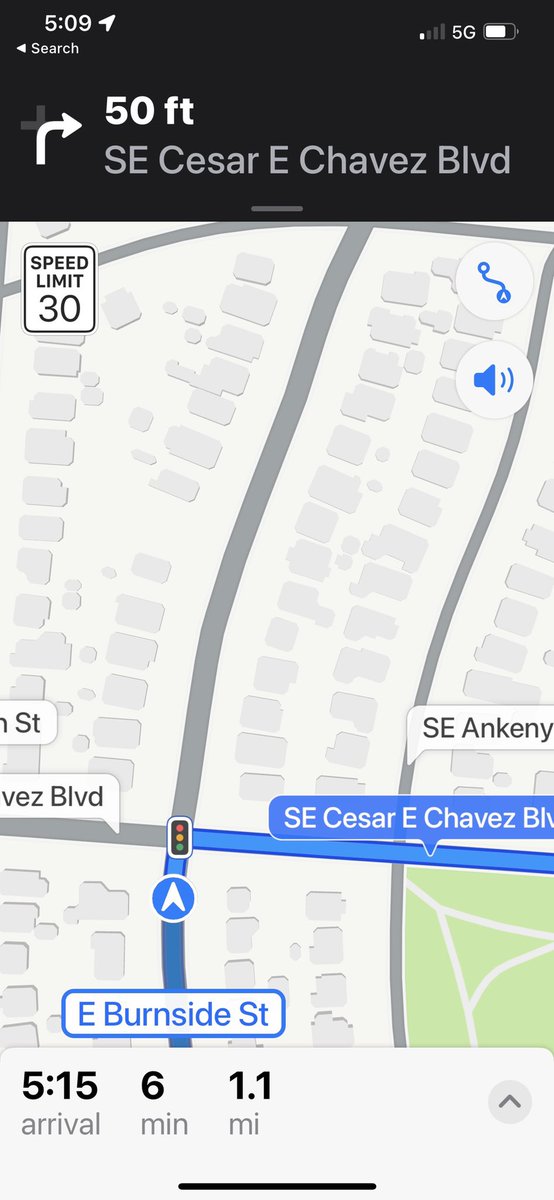 piedmoose's tweet photo. Apple Maps voiceover said “At the light, turn right onto Sajoo Tee East Cesear E Chavez Blvd”.  Some instructions with “South” are just fine.  Very odd! #applemaps #portland https://t.co/BN8ngrdwBq
