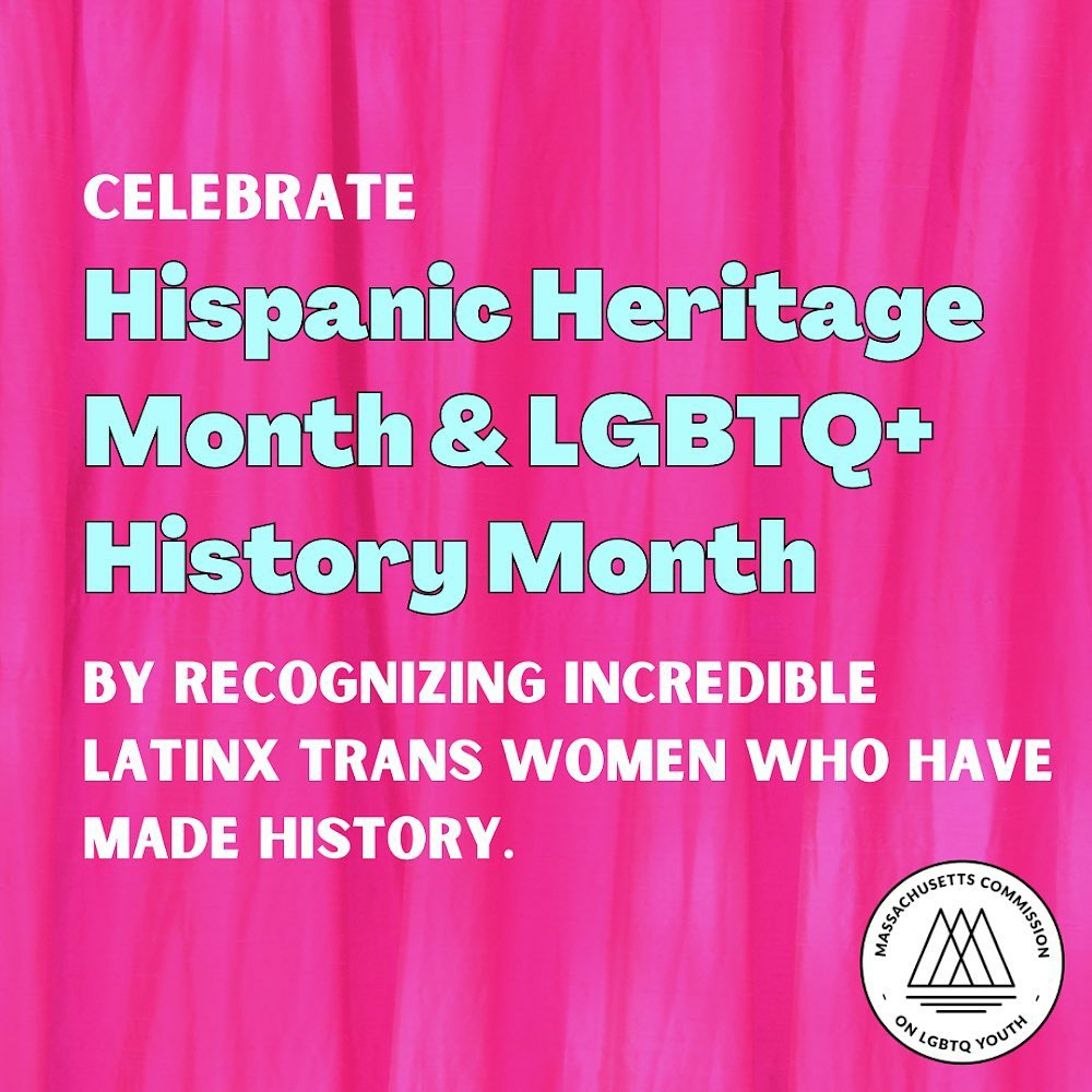 ZiaADVNetwork's tweet photo. Reposted from @masslgbtqyouth 

Celebrate the intersections of Hispanic Heritage Month &amp; LGBTQ+ History Month with us by recognizing incredible transgender women who have made history! 🏳️‍⚧️🏳️‍🌈
#HispanicHeritageMonth https://t.co/5H53Zmd6Dq