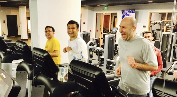 montypal's tweet photo. A ๐we have been training for for years. This๐ทof me, @neerajaiims & @DrChoueiri dates back to #GU17! @BradMcG04, even with all these years on the treadmill, I still could not keep up with you & @DrRanaMcKay at #KCRS21! Looking forward to another run to @philamuseum at #KCRS22. https://t.co/WXsEUiQdyF