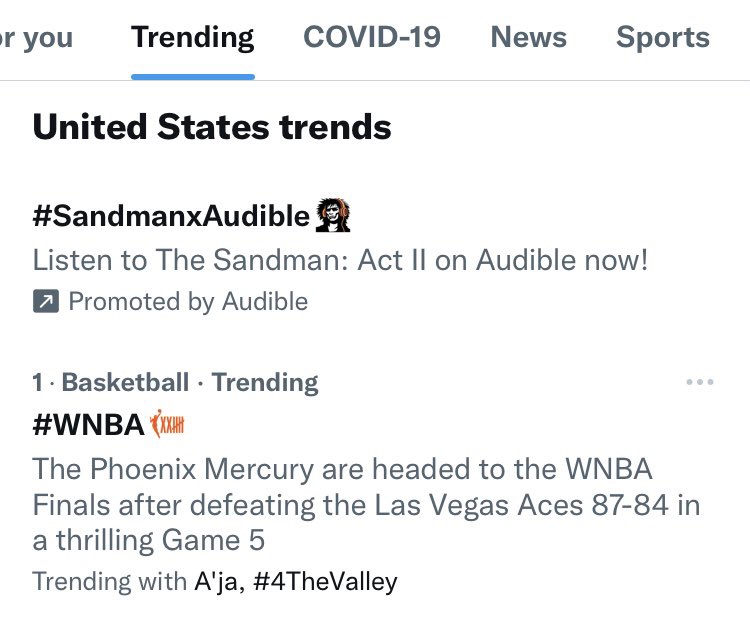 And just like that, the #WNBA is the number 1️⃣ trending topic in the United States.

#WNBATwitter #CountIt