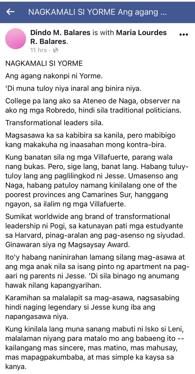 Kenshin_G's tweet photo. @Teddybird @raissawriter @IskoMoreno @lenirobredo Nah. Isko’s meltdown did the exact opposite of elevating him.  Leni stayed classy, Isko went on to attack her like Duterte does. He also reduced the lives of Marcos/ML victims. Nice reactions in FB, Viber: “Hindi ako cheap at bobo, hindi ako si Isko” @citizennacho @joeytrenas77 https://t.co/9h1CAv3aM1