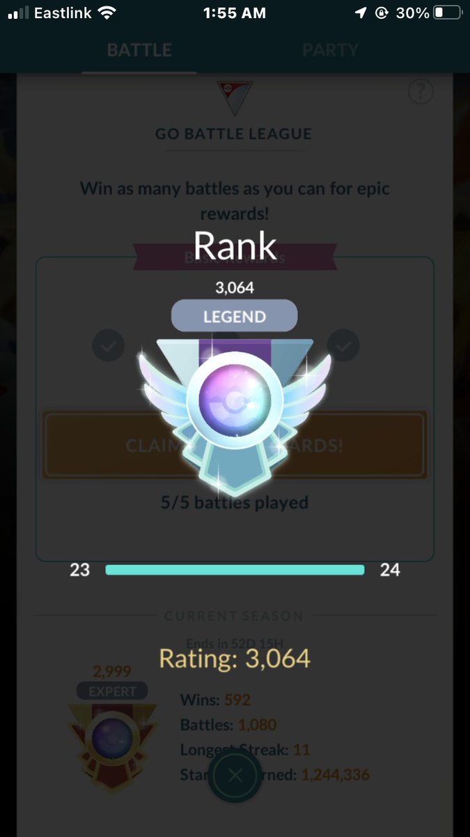 After a pretty up and down rotation of Master classic, Season 9 Legend achieved! Just a casual 2999 and then overshot with a 5-0, no big deal. #Battlers #GOBattle