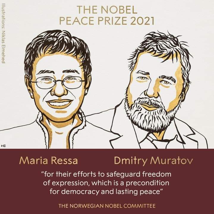 AlamMainul's tweet photo. After 1935  NOBEL PEACE PRIZE goes to Journalism,Congratulations. https://t.co/Nkn92FoRn1