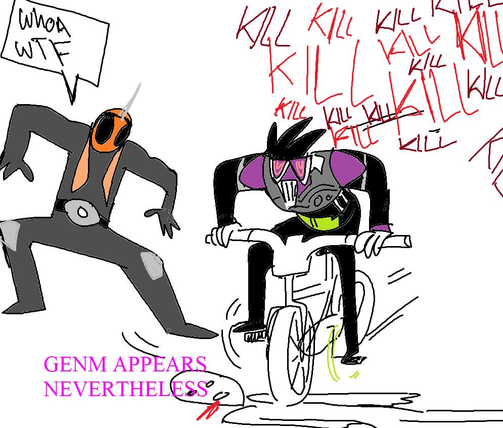 kamen rider ms paint drawtober of the day involves us finishing Ghost on 1.5 x speed and DAN KUROTO APPEARS AGAINST ALL ODDS!??! 