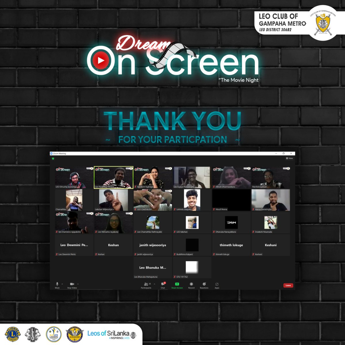 LeoGampahaMetro's tweet photo. *Yesterday we had a wonderful event. 🤗✨ Thanks to everyone who participated*🎊💫
#DreamOnScreen
#Leosofgampahametro
#Leodistrict306B2
#LeosofSL
#Proudleos
#FreeGuy
#SriLankan
#movie https://t.co/GPoWnYUnO5