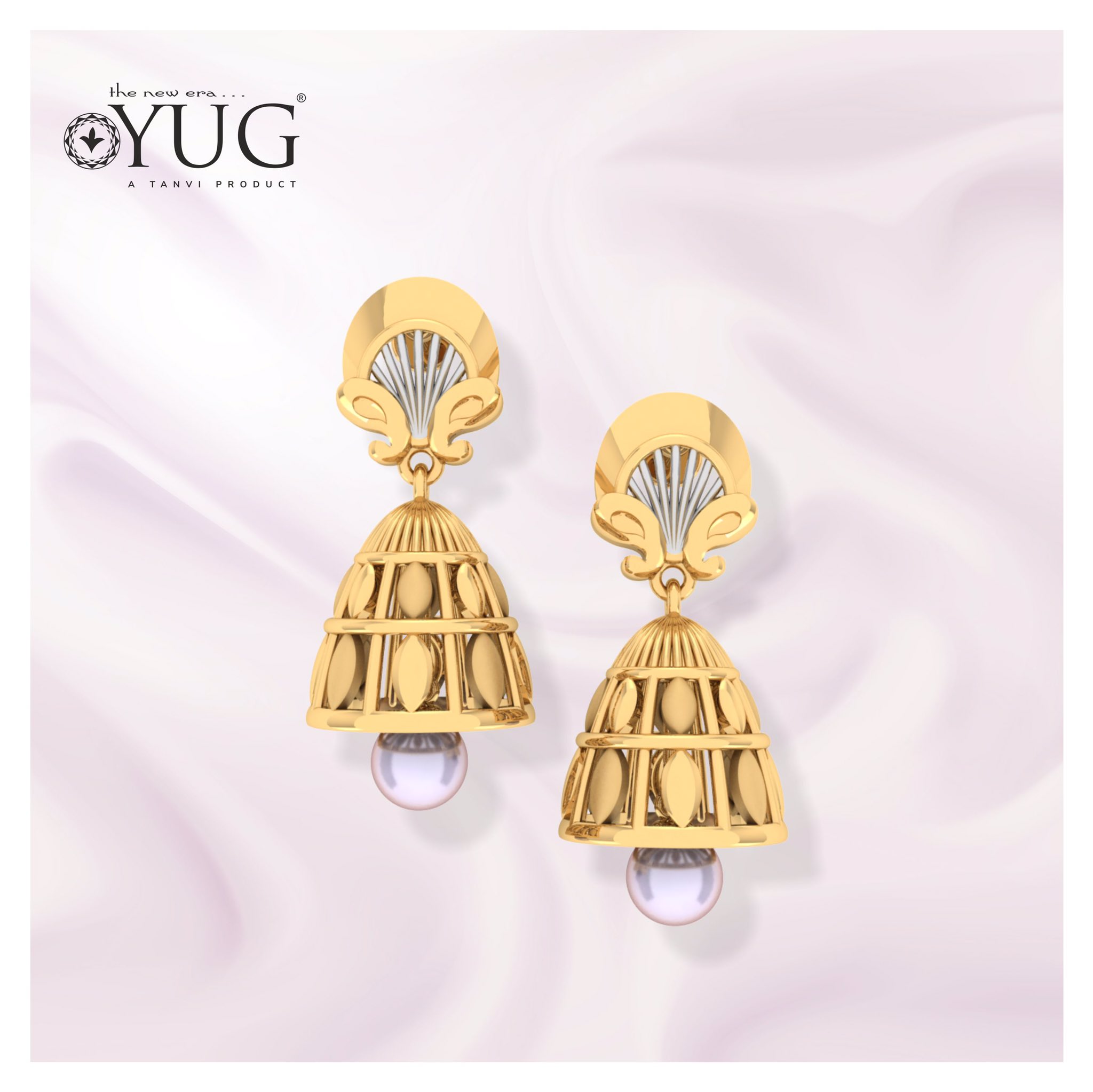 Tanvi Collection Earrings Gold Circle with Waves