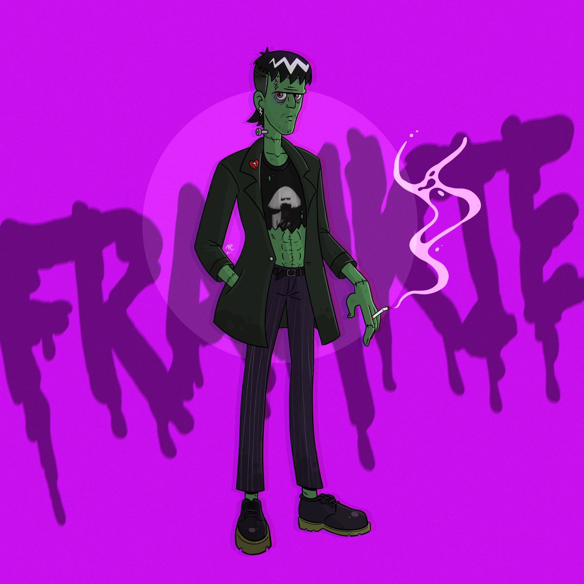 paperwombat's tweet photo. Celebrating the Halloween Season with this Little Monster 💚⚡️

#frankensteinsmonster #frankenstein #illustration #halloween #characterdesign #procreateart #monstermash #queerart https://t.co/4KG71ZKUih