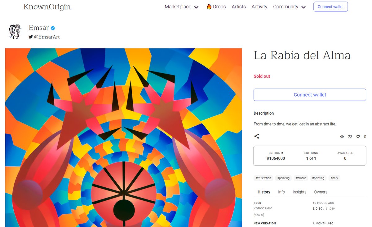EmsarArt's tweet image. Goodbye Clamor... Farewell Rabia... 👋🚀🚀 muchas gracias to el fantástico @voncosmic and el maravilloso @Dikasso_ for picking up these works on @KnownOrigin_io  🙏🙌 Feeling pumped up and truly grateful for your support mis compadres!! 🤜🤛✨

#NFTCommunity #NFTcollection