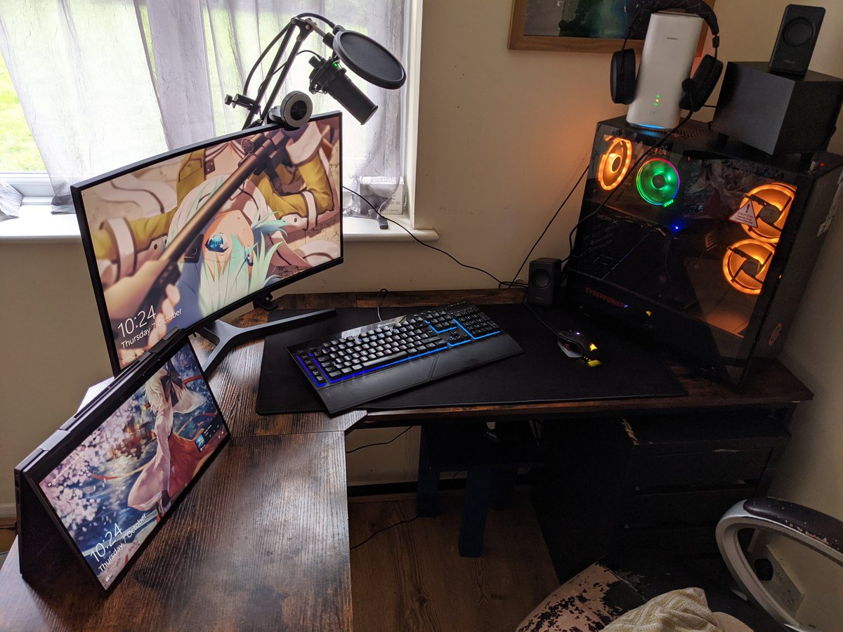 ThiaGreenstone's tweet photo. Loving my set up ✨

#cyberpowerpc #cyberpowerpc #setup #gamingsetup #corsair #pcgaming #PCGamer #anime #odissey #hp https://t.co/pySrhnVhrl