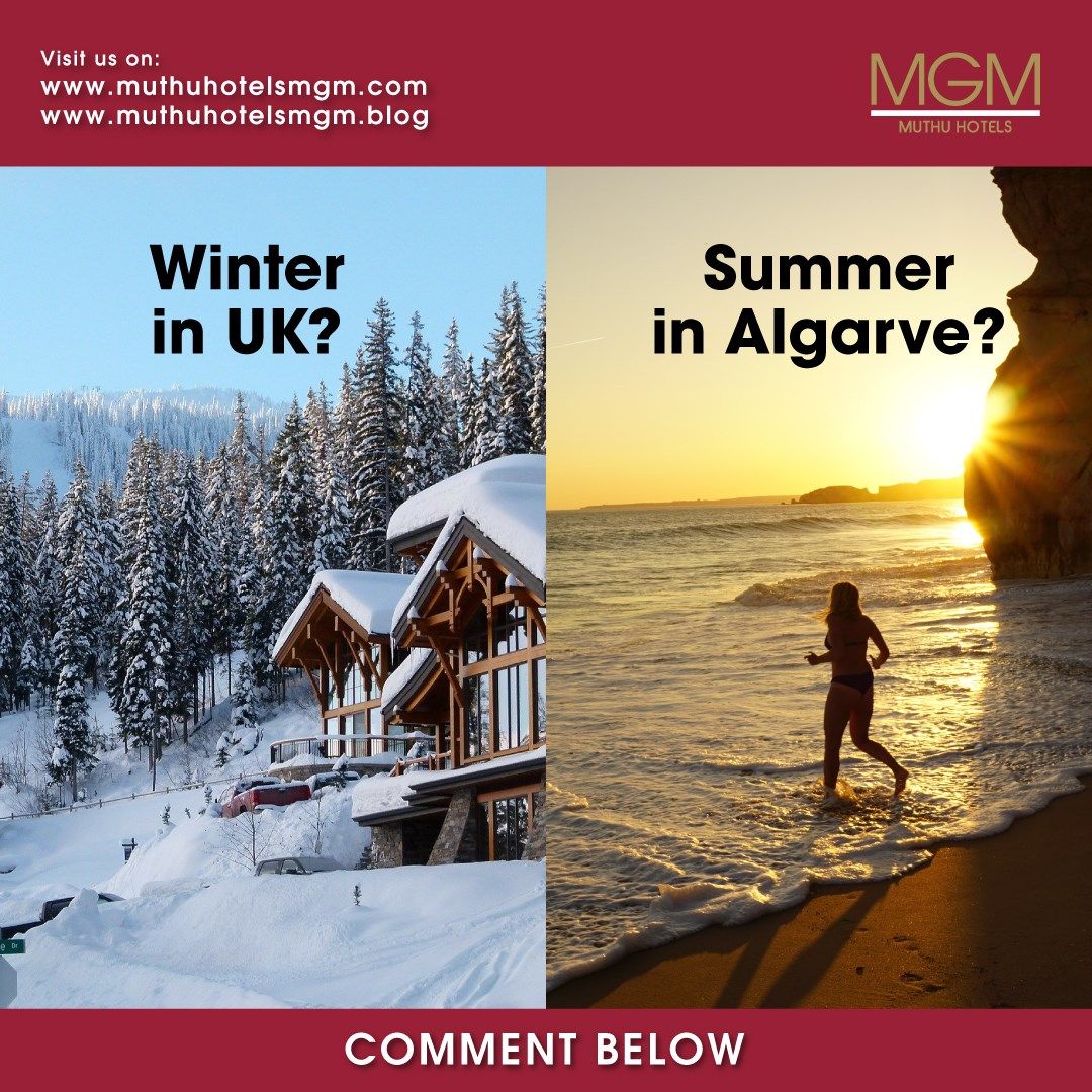 Winter in 🇬🇧UK? or Summer in 🇵🇹Algarve? 
Comment below to let us know..

Visit our Lovely Hotels in Both regions at muthuhotelsmgm.com
#muthuhotels #muthuhotelsmgm #muthuhotelsblog #muthuhotelsuk #muthuhotelsscotland #muthuhotelsportugal #muthuhotelspain #muthuhotelscuba