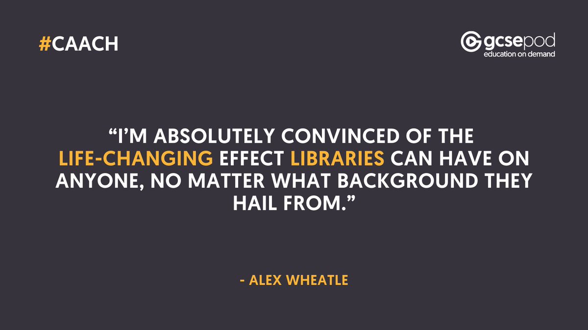 GCSEPod's tweet photo. As #LibrariesWeek comes to an end, we've been thinking about this quote from #CAACH author, Alex Wheatle (@brixtonbard) 📚
🔗 Librarians, don't forget you can download our FREE library posters here: https://t.co/VsQE70qjuo
#GreatSchoolLibraries #LifeChangingLibraries #Librarian https://t.co/Sp81TTGSMd