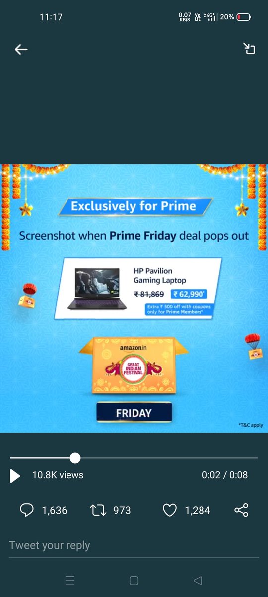 SHRAVANIKASHYA3's tweet photo. @amazonIN My Perfact Screenshot team 
#PrimeFridays 
#AmazonGreatIndianFestival 
@amazonIN 

Join
@RS4568 
@AdarshR20601865 
@KisalayKumar19 https://t.co/DopY9a5J2C