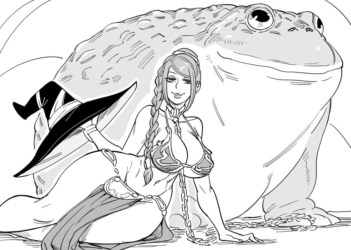 Patreon request for Dragon's Crown Sorceress as Slave Leia chained to Jabba. 