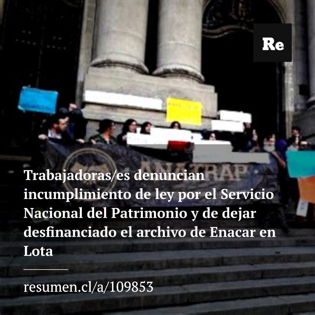 rsumen's tweet photo. Nos acabamos de enterar que no hay recursos para el Archivo de Enacar, declarado este año Monumento Histórico Nacional, lo que implicaría lanzar a la calle a cuatro compañeres https://t.co/kOfmOc6qos
#mincap
#Anatrap
#Cultura
#patrimonio https://t.co/1QhNMncoT2