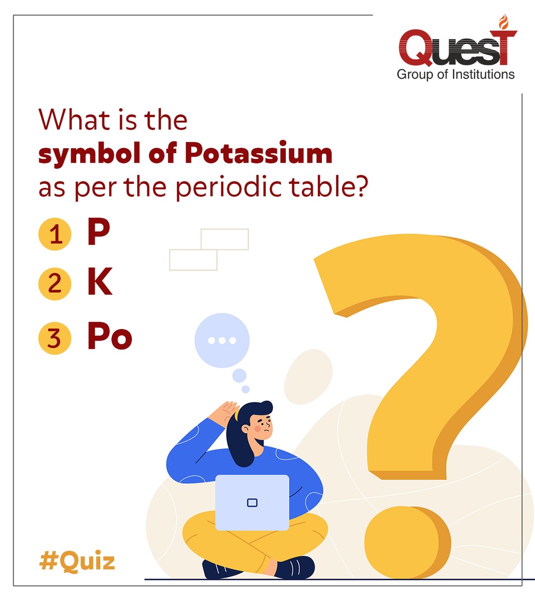 QuestMohali's tweet photo. Do you know the answer? ๐ค
Comment it below and we'll tell you if you got it right! ๐
#quiztime #quest #questchandigarh #quiz #answer #quizalert #shareyouranswer
#QuizTime #ChemistryQuiz #periodictable https://t.co/ECsV9J1LcY