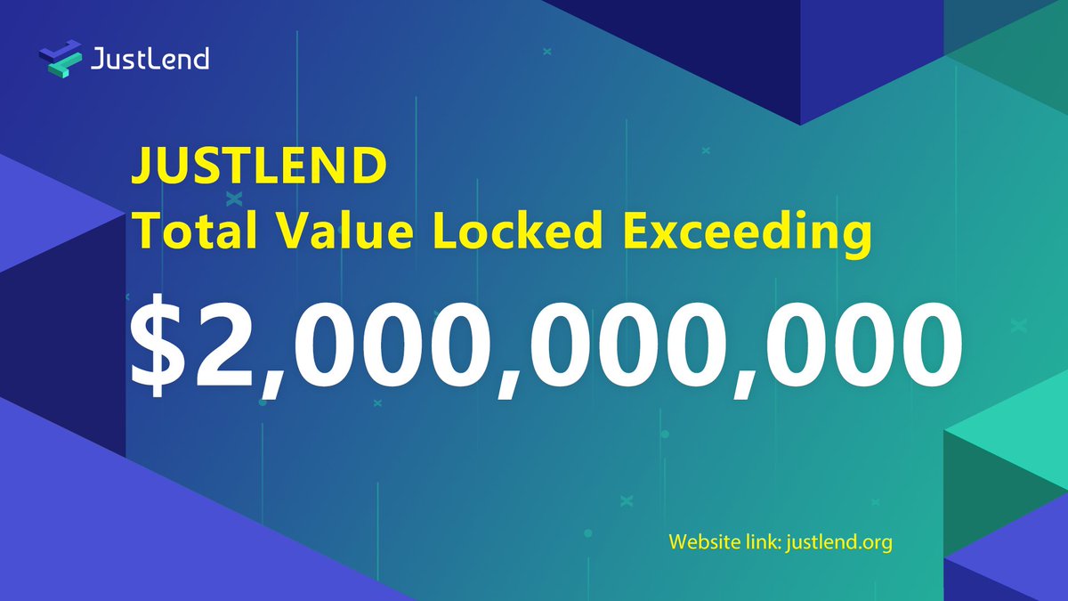 🎉As the first official lending platform on #TRON, we are thrilled to announce that #JustLend joined the TVL 2-billy club!

👉Supply and Borrow to grow your earnings at justlend.org