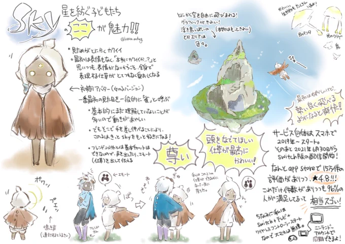 今、skyというゲームにハマっています。
少しでも皆さんに良さが伝わればと思ったけど、絶対これだけじゃ足りないから、このまま「結局skyって何するゲーム?」編も時間があったら描きたいと思います。
#sky星を紡ぐ子どもたち 