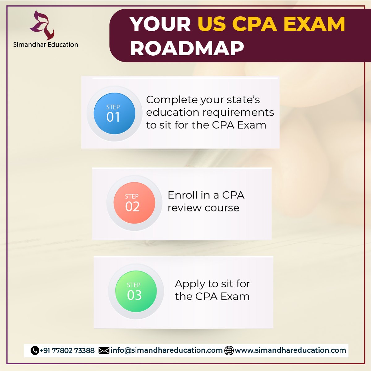 SimandharEdu's tweet photo. US CPA Candidates might know the Road Map of the #USCPAexam. But few are not aware of the process of getting a license. Simandhar helps you with the detailed procedure of US CPA Exam & #USCPAlicense
#uscpaexamroadmap #uscpacourse #cpaexaminIndia #cpainIndia #simandhareducation https://t.co/9nFZ5N2kDu