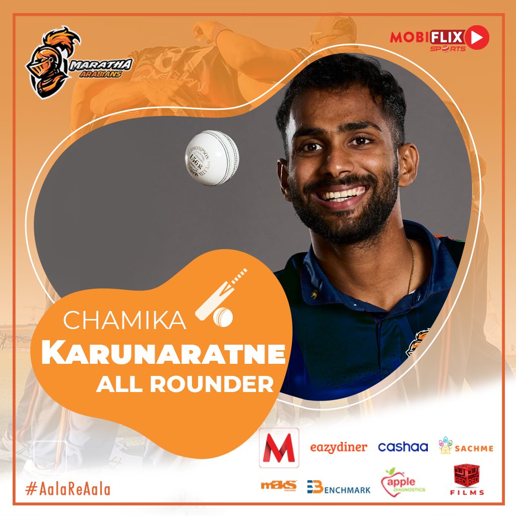 All rounder Chamika Karunaratne  has been snapped up by Maratha Arabians for <a href="/T10League/">T10 Global</a> in Season 5.
Champions are back..

#cricket #cricketer #cricket🏏 #cricketlovers #dubai #dubailife #icc #ICC #india #indian #uae #cricketfans #cricketlover #abudhabi #T10 #corporate #business