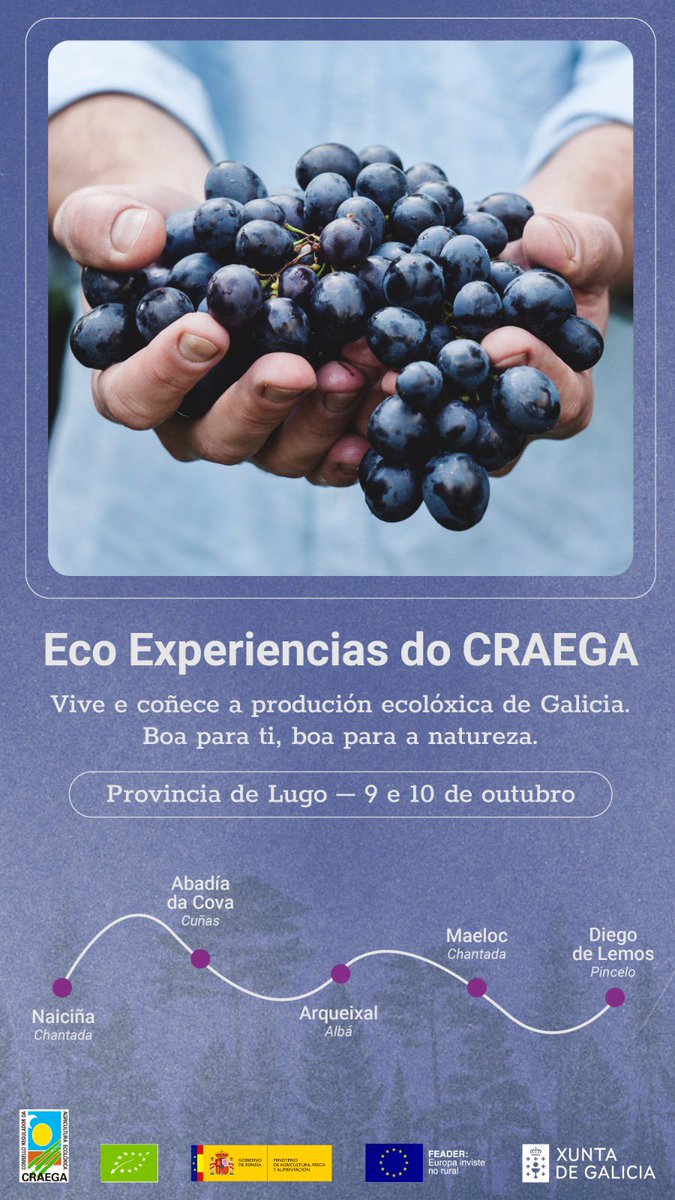 Fin de semana para conocer la producción #ecológica de #Lugo #Galicia Iniciativa @CRAEGA Organiza @slowcompostela Visit @AreanNaicinha #AbadíadaCova @arqueixal @maelocway #DiegodeLemos Comer #Berso #Sober @paradadasbestas #Pidre #ecoexperienciacraegalugo #ecoexperienciascraega