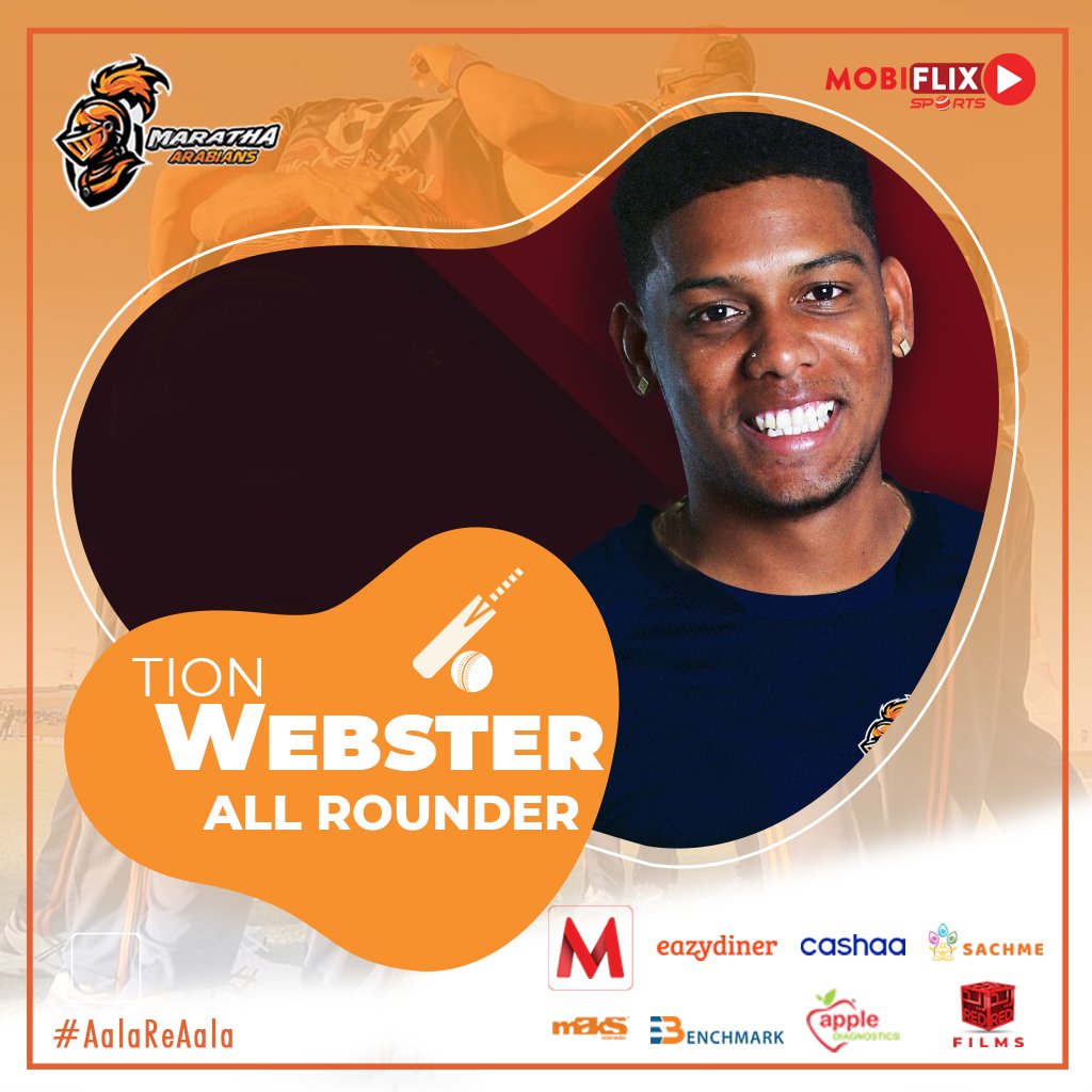 All rounder <a href="/WebsterTion/">Tion Webster</a> has been snapped up by Maratha Arabians for @t10league in Season 5.
Champions are back..

#cricket #cricketer #cricket🏏 #cricketlovers #dubai #dubailife #icc #ICC #india #indian #uae #cricketfans #cricketlover #abudhabi #T10 #corporate #business #sports