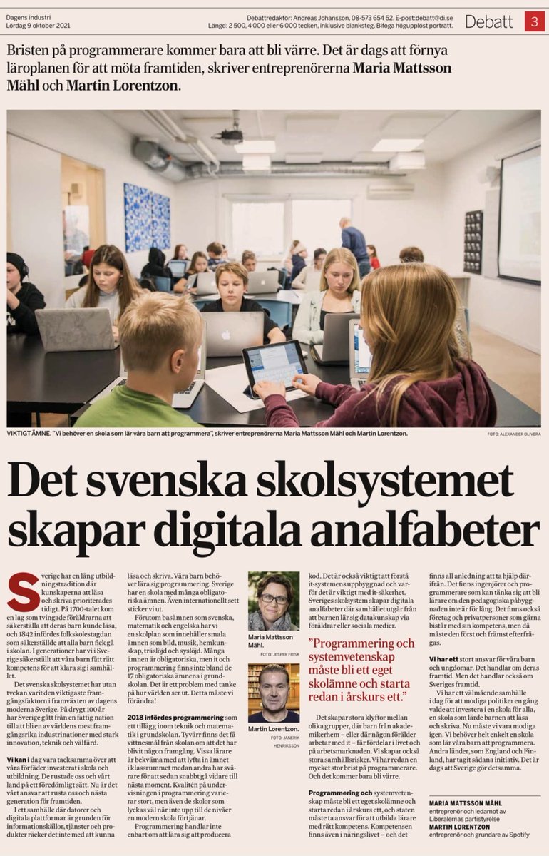 Programmering måste bli ett eget skolämne och starta redan från årskurs 1!