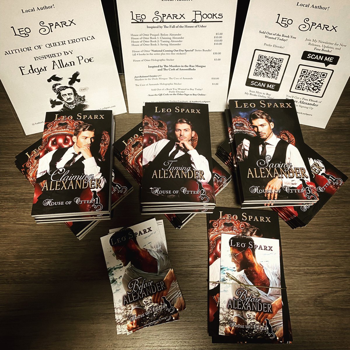Ready to sign some books tomorrow! Can’t wait to meet a bunch of my readers in person 🖤 Sold out of my newest release but you can still get yours here: amzn.to/3DpGTqh #gayauthor #booksigning #writerslife #authorlife