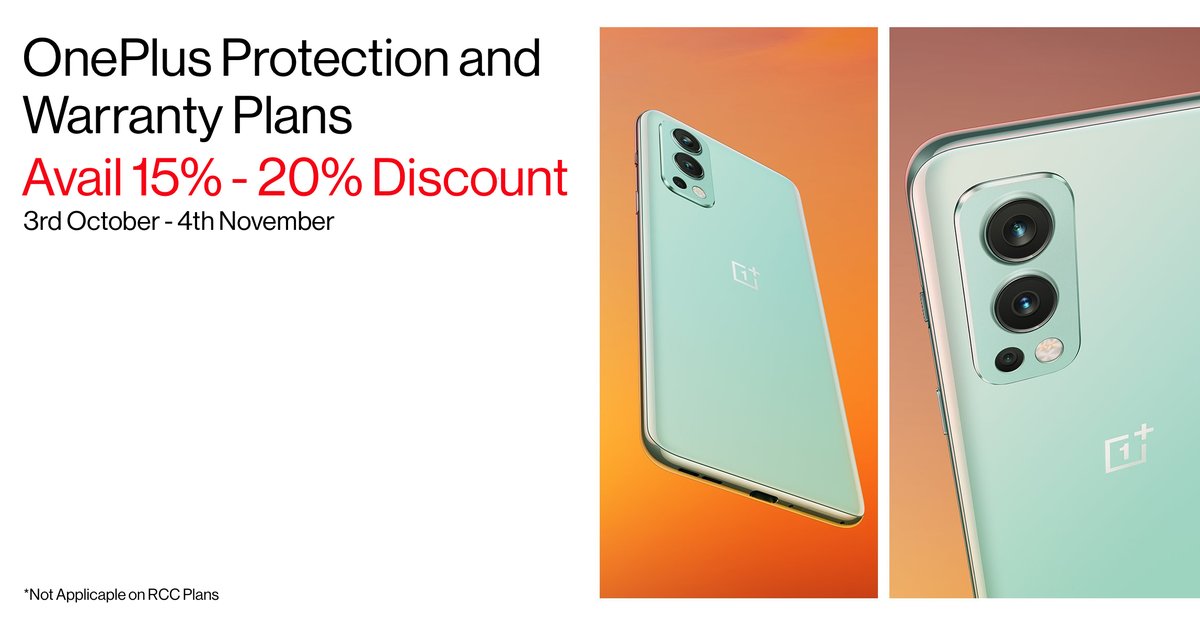 Avail exclusive OnePlus Protection Plan benefits this Diwali and get up to 20% discount with your purchase.

Find out more: bit.ly/3mxHBei