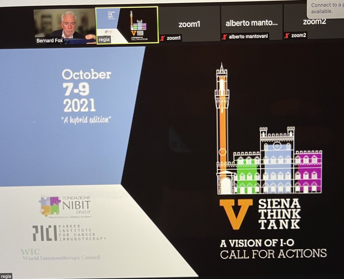 BernardAFox's tweet photo. It’s 12:11 am PST &amp; the last day of #ThinkTank2021 @NIBITSIENA #cancer #immunotherapy has started! Profs. @sautesfridm Ramy Ibrahim &amp; Olivier Provendier chair opening session. It has a great line-up. @parkerici @WICouncil https://t.co/h5UOWf2MP5