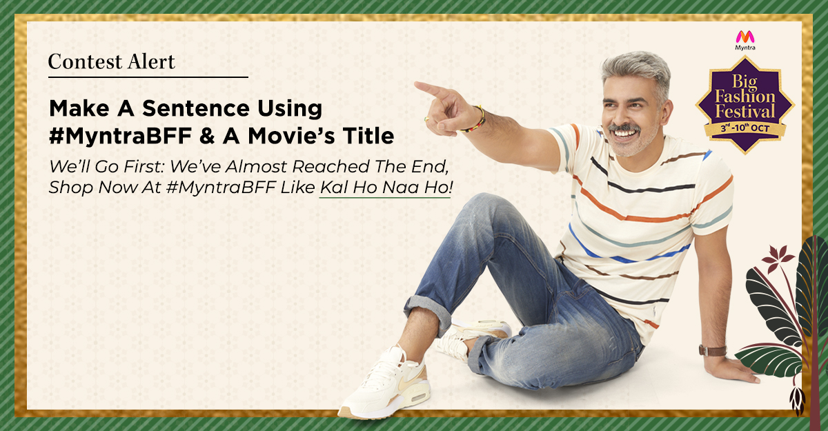 myntra's tweet photo. Calling all the bollywood junkies! Use the best of your filmy knowledge &amp; take home the Myntra Gift Voucher worth Rs. 15K. + follow @myntra to qualify. 
Use #WeekendWithMyntra #MyntraBFFendsOn10Oct
+ follow @myntra to qualify. 
#ContestAlertIndia #Contest https://t.co/br5nC4FoxG