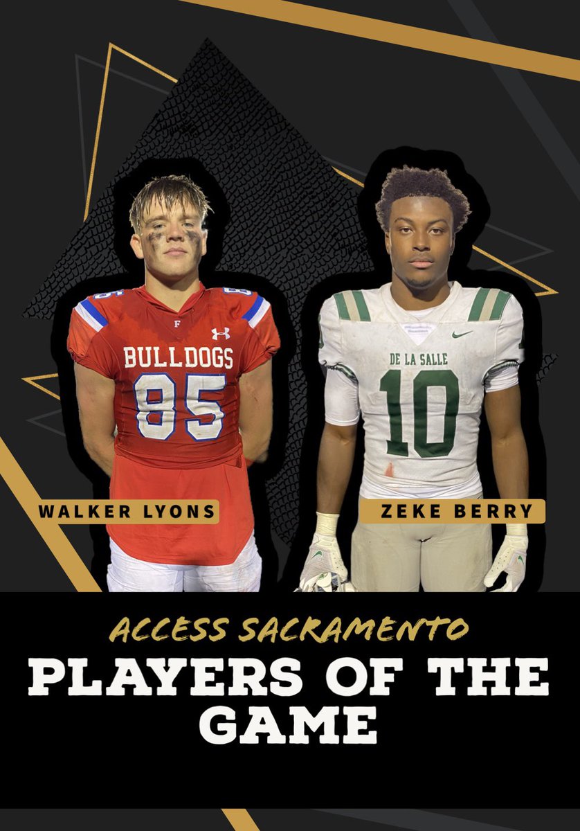 The best part of my job is I get to respect both teams and their standouts every game. Congratulations on the BIG performances from our <a href="/SacGOTW/">Sac Game of the Week</a> POTG <a href="/walkerly0ns/">Walker Lyons</a> of <a href="/FolsomBulldogFB/">Folsom Football</a> &amp; <a href="/BerryZeke/">zeke berry</a> of <a href="/dlsathletics/">De La Salle Athletics</a>