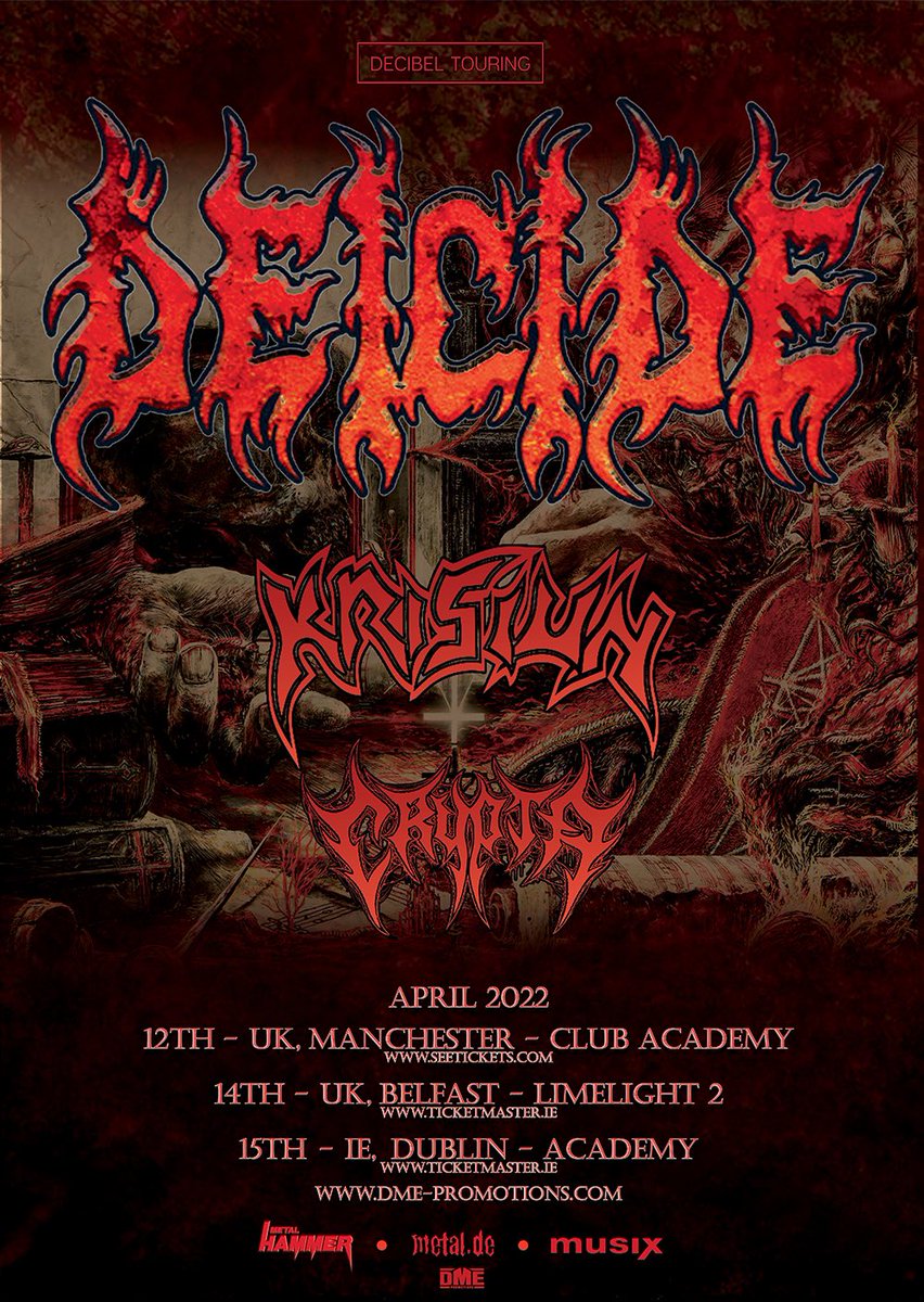 dmepromotions's tweet image. #deicide @Krisiun #cryptadeath @academydublin @LimelightNI @academy @MancAcademy @dpmetal