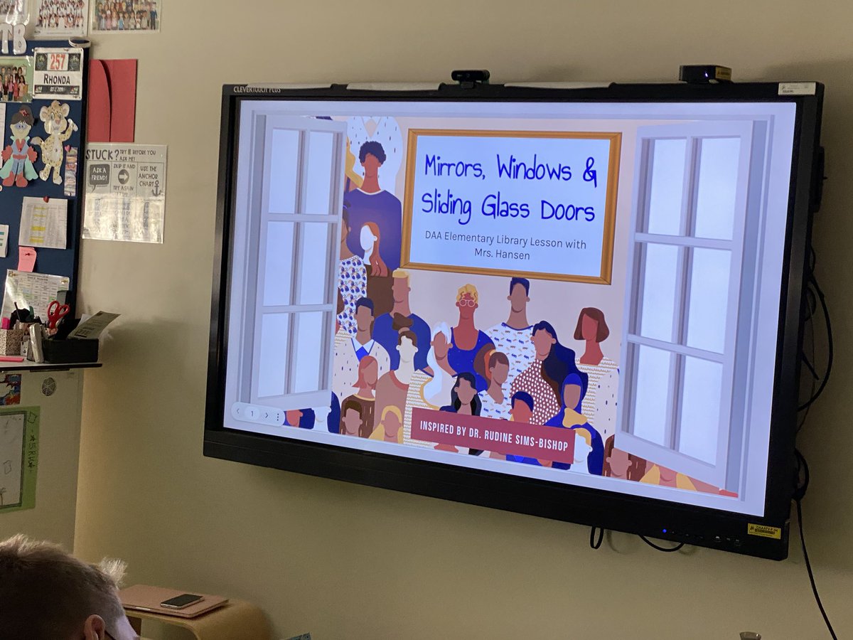 Rhonda_Kotb's tweet photo. I learned something new along with the 5th graders @DAAElementary! Before watching @k_ayoubhansen’s lesson, I’d never thought of books as Mirrors, Windows, or Sliding Glass Doors 🤔 Excellent connection &amp; #empathy with characters. Highly recommended. #collab #LiteracyED #inquiry https://t.co/a8SajTEviv