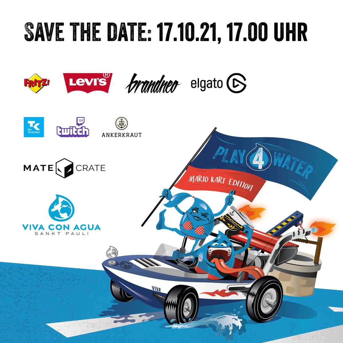 DieTechniker's tweet photo. Die #play4water Mario Kart Edition von @VivaconAgua geht an den Start! 🏎😀
Mit dabei: 6 Creators und 6 Prominente, die in gemischten Teams um die große Ehre spielen - seid live auf #Twitch dabei! #gamingcreateswater https://t.co/NArRDVfu5O
