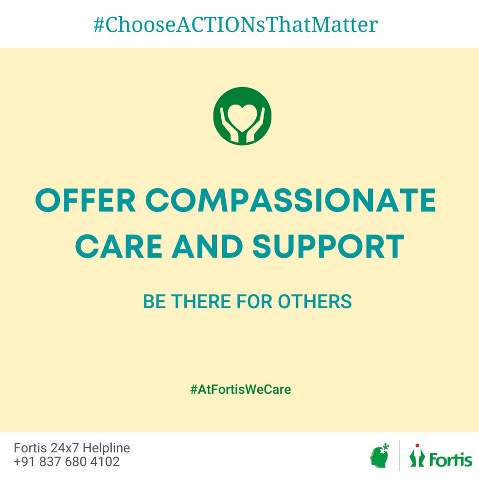 fortis_hospital's tweet photo. Provide Psychological First Aid- Be compassionate, offer support.
#ChooseACTIONsThatMatter

#AtFortisWeCare #WorldMentalHealthDay #MindSpace https://t.co/48eSieu6zP