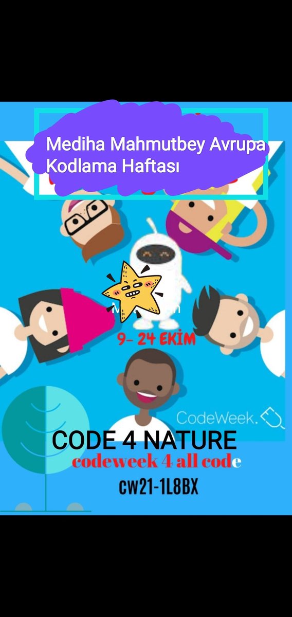 Evrimkrc1's tweet photo. #CodeWeek
#codeweek21
@CodeWeekEU @CodeweekTurkiye @MedihaBornova Codeweek21 de Mediha Mahmutbey Ortaokulu olarak biz de eğlenceli kodlama yapacağız. https://t.co/whlnU6b6sL