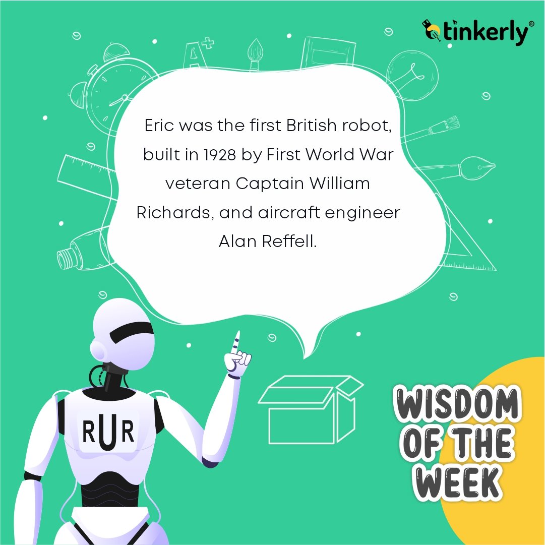 tinkerlygroup's tweet photo. #Wisdomoftheweek
Did you know the first robot was built in 1928. Surprised! So were we
.
Follow @tinkerlygroup to know more facts & knowledge
.
.
#facts #wisdom #kids #funkids #robot #robots #automation #mechatronics #iloverobots #science #modernscience #technology #programming https://t.co/CLIrwX7bUU