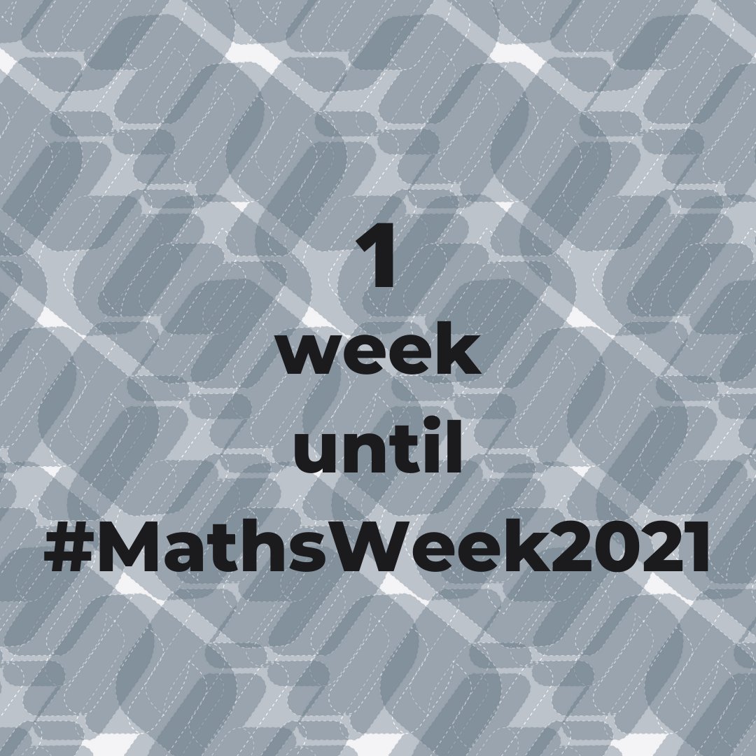 mathsweek's tweet photo. 1️⃣ week until #MathsWeek2021 kicks off 1️⃣
Go to https://t.co/YChWheFrYG to find out how you can get involved!
#MathsWeek #MathsIreland https://t.co/PIwfX9fcqB