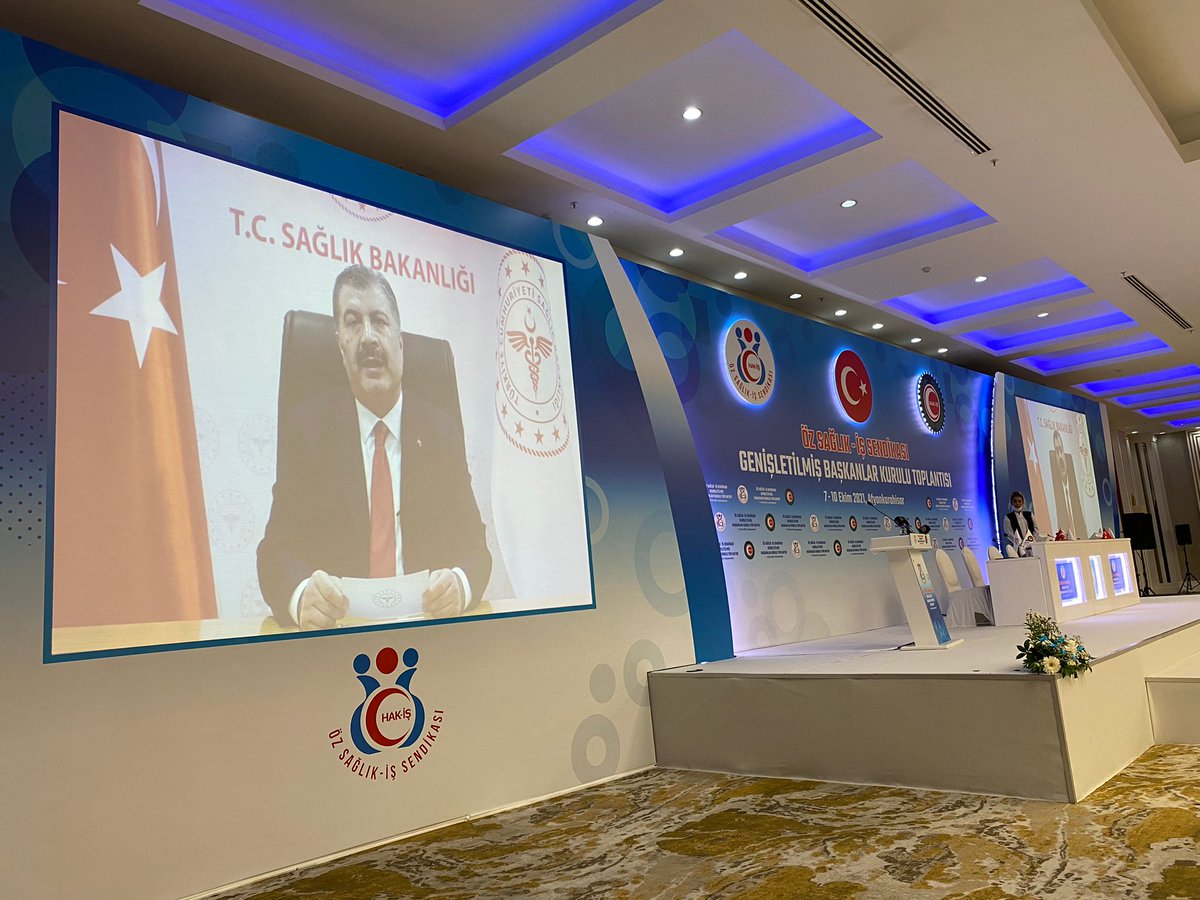 ozsagliksen's tweet photo. Sağlık Bakanı Dr. Fahrettin Koca ÖZ SAĞLIK İŞ Sendikası Genişletilmiş Başkanlar Kurulu’na  Video Mesaj Gönderdi

“ÇALIŞMA KOŞULLARIMIZI HAK VE SORUMLULUK TEMELİNDE EN ADİL DÜZEYE TAŞIYACAĞIZ.ÖZ SAĞLIK İŞ SENDİKAMIZI BU YOLDA ÖNEMLİ BİR PAYDAŞIMIZ OLARAK GÖRÜYORUZ” https://t.co/2O5huh7LhX