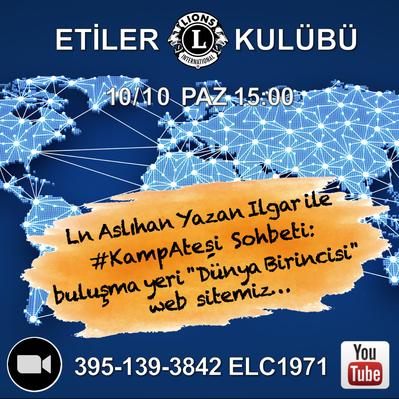 Kuruluşunun 50. Yıl'ını sosyal etkinlikler ile kutlayan <a href="/EtilerLions/">Etiler Lions</a> bu ayın #KampAteşi'nde "değişen dünyada sosyal medyanın önemi bilgi paylaşımında web sitesinin değeri" temalı konuşması ile "dünya birincisi" LionTurkiye.org yöneticisi Aslıhan Yazan Ilgar'ı ağırlayacak.