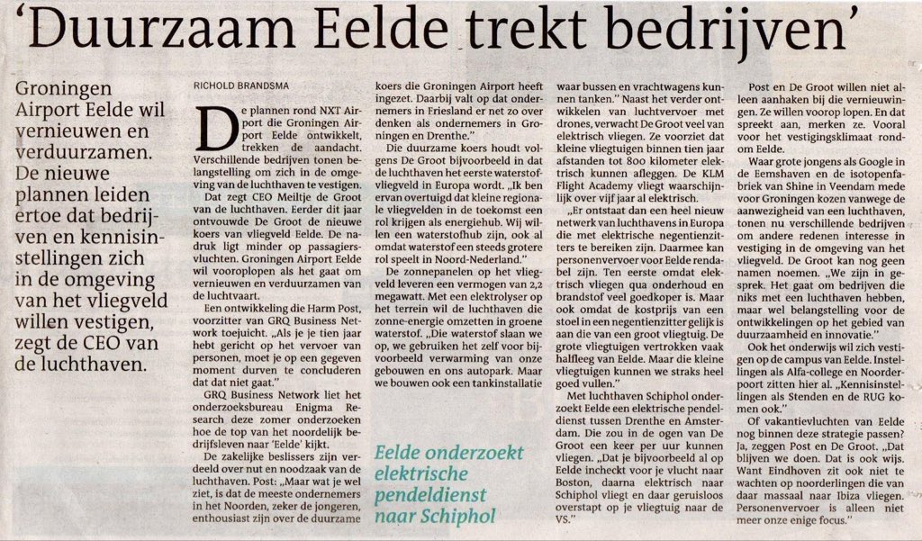 De kansen voor <a href="/AirportEelde/">Groningen Airport Eelde</a> worden groter als deze ingeslagen weg blijven volgen