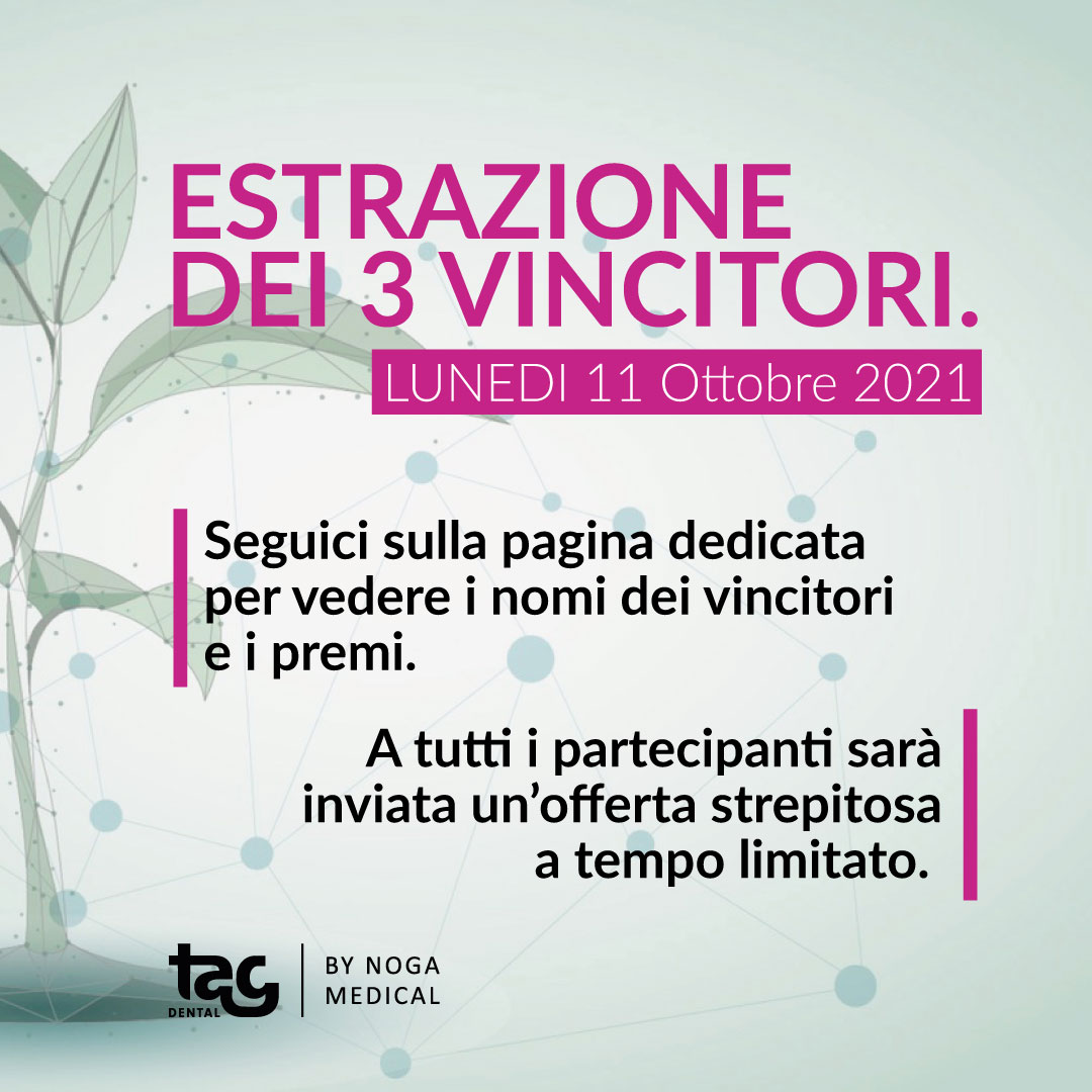 Tagdentalitalia's tweet photo. Seguiteci sulla pagina ufficiale di TAG Dental Italia https://t.co/fkPMzQBapB
Lunedì 11 Ottobre 2021 saranno resi noti i nomi dei vincitori e i premi.
a tutti i partecipanti al concorso un premio di consolazione.
#experience_the_difference  #TagDental #TagDental_Italia https://t.co/8YgnmOF9GQ