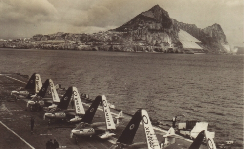 NewarkAirMus's tweet photo. Picking up on the Sea Hawk theme here are a couple of in-service photos of #WM913 near Gibraltar, believed to be en-route to Suez! #NAMarchive https://t.co/RwjdyrE9fj
